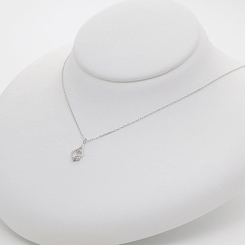 Estelle Official Women's Necklace, 10K White Gold with Diamonds and Drop Motif, 0442-0249-0020-0000