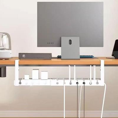Under Table Storage Rack No Punching Metal Cable Management Tray Home Office Desk Wire Organizer Retractable Power Strip Storage