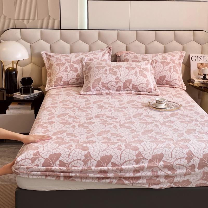 

3pcs Purple Milk Velvet Fitted Sheet Set Home Luxury Warm Single Bedding with 2 Pillowcases Solid Color Circle Pattern Bed Cover 120x200cmx25cm 3pcs