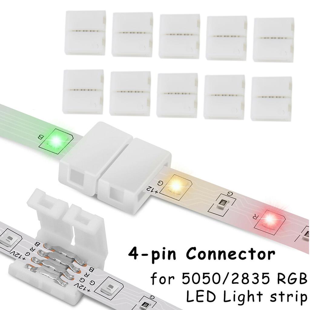 10PCS 4pin 10mm LED Strip Solderless Connector For 5050/3528 RGB Strip Solderless PCB Board Wire Welding Connectors