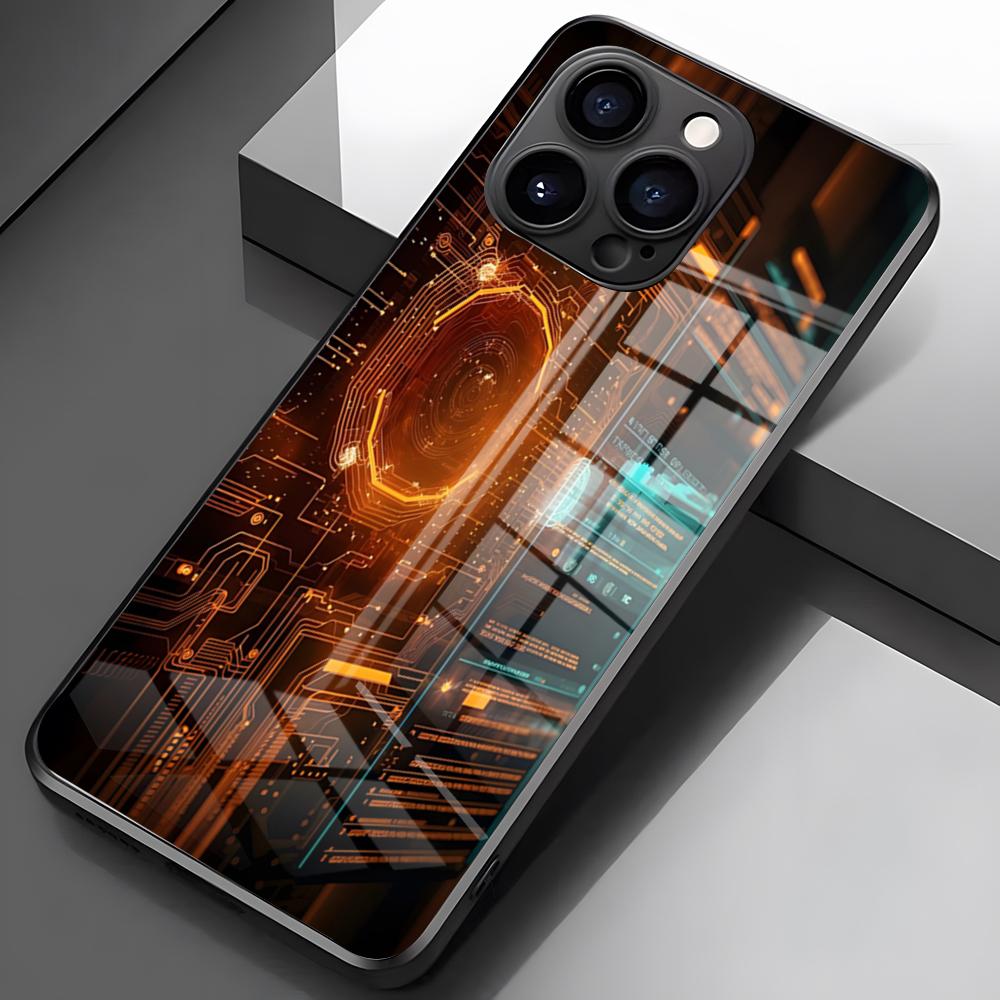 Advanced Circuit Board Phone Case For IPhone 17 Pro Max 16 15 14 Pro Max 13 11 X Xs Xr 8 7Plus Glass Cover