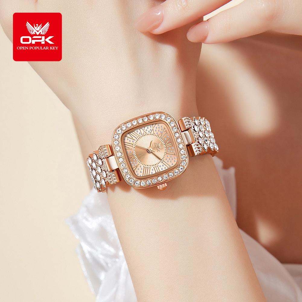Voll Diamant Quarz Uhr für Damen Mode Quadratisches Zifferblatt mit römischen Ziffern Luxuriös Elegante Damen Kleider Armbanduhr