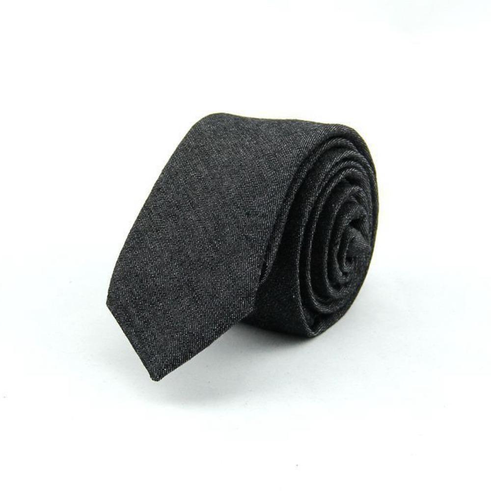 Adjustable Jean Fabric Tie Narrow Retro Cravat Simple Denim Men Necktie  Business