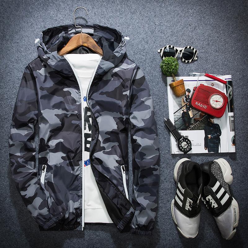 Outdoor Camping  Mountaineering Men's Jacket Large Korean Trend Reflective Camouflage Trench Coat Men's Spring and Autumn Baseball