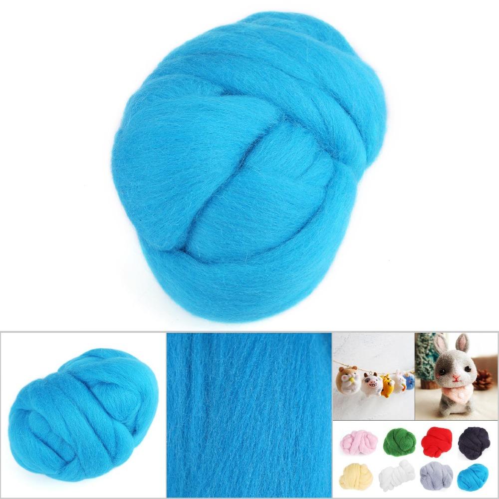 Felt Making 55g Colored Needle Felting Wool Soft Texture Blue Wool Roving Felting Wool DIY Craft