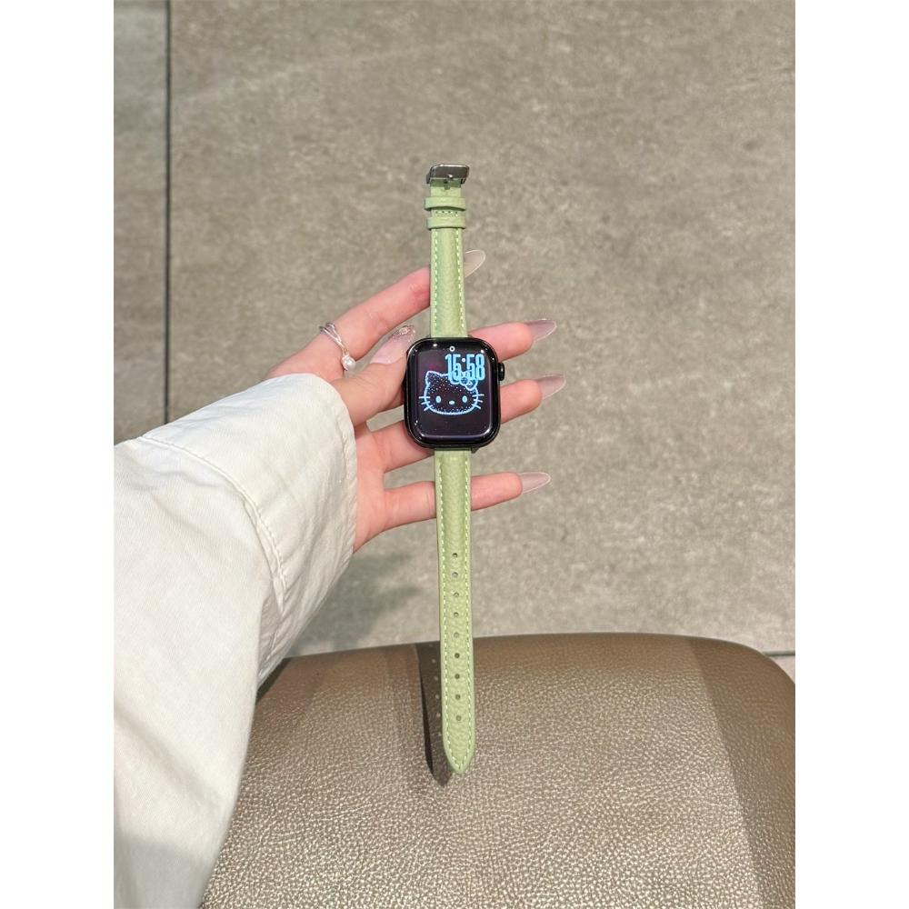 Slim Leather Strap for Apple Watch Band 44mm 38mm 41mm 49mm 45 Mm Wrist Women Bracelet IWatch Serie 11 10 9 8 7 6 5 4 SE Ultra 2 3