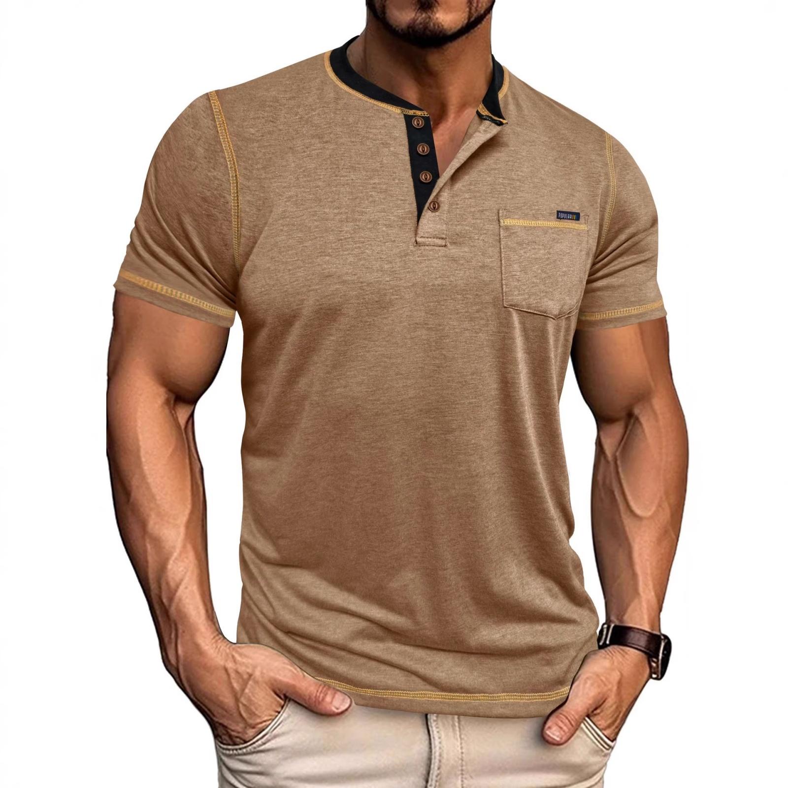 Men s Casual color Outdoor Sportswear Men s Roundneck Pocket Shortsleeved Top XXXL хаки 1670₽