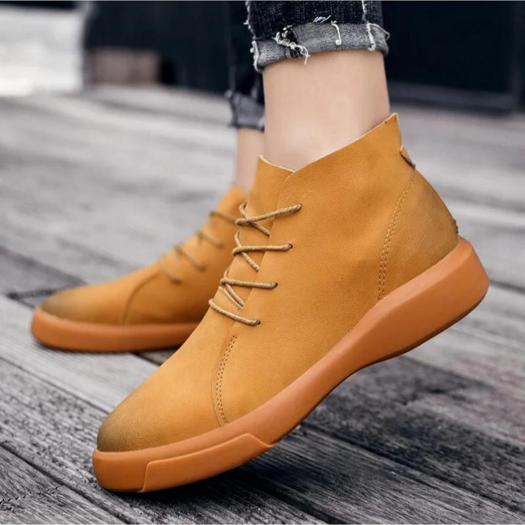 Hochwertige Herren Echtleder Stiefel Bequeme Sneaker Mode Herrenschuhe Leder Vielseitige Skateschuhe