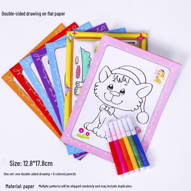 Children's Watercolor Pens & Coloring Book Set: 8 Colors, Ideal for Kindergarten Prizes and Doodling
