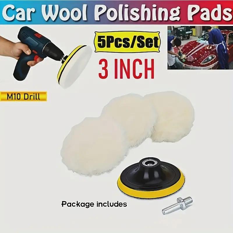 

5Pcs Wool Car Polishing Pad Set For Polisher Machine Waxing Polishing Buffing Auto Paint Care Polisher Pads 3/4/5/6/7 Inch