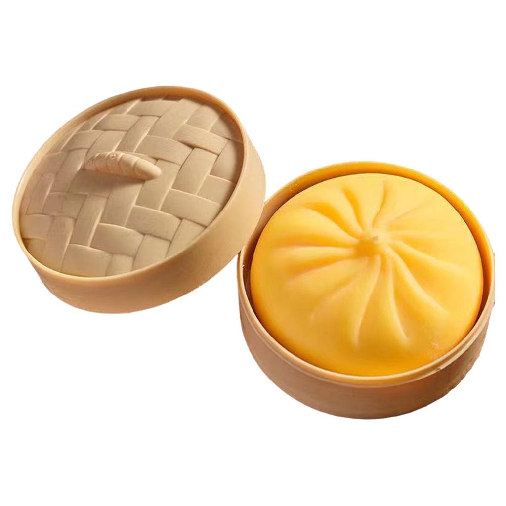 Dumpling Stress Balls Fidget Sensory Toy Simulation Food with Little Steamer Squeeze Dough Ball Stress Relief Hand Toy