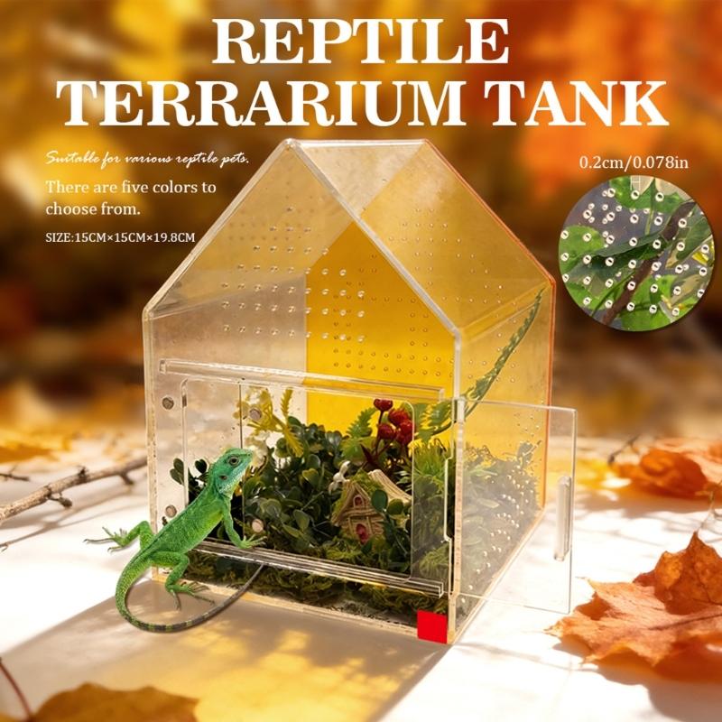 Acryl-Reptilien-Terrarium mit Magnetverschluss, Behälter mit Schiebetür zur Präsentation von Eidechsen oder Spinnen