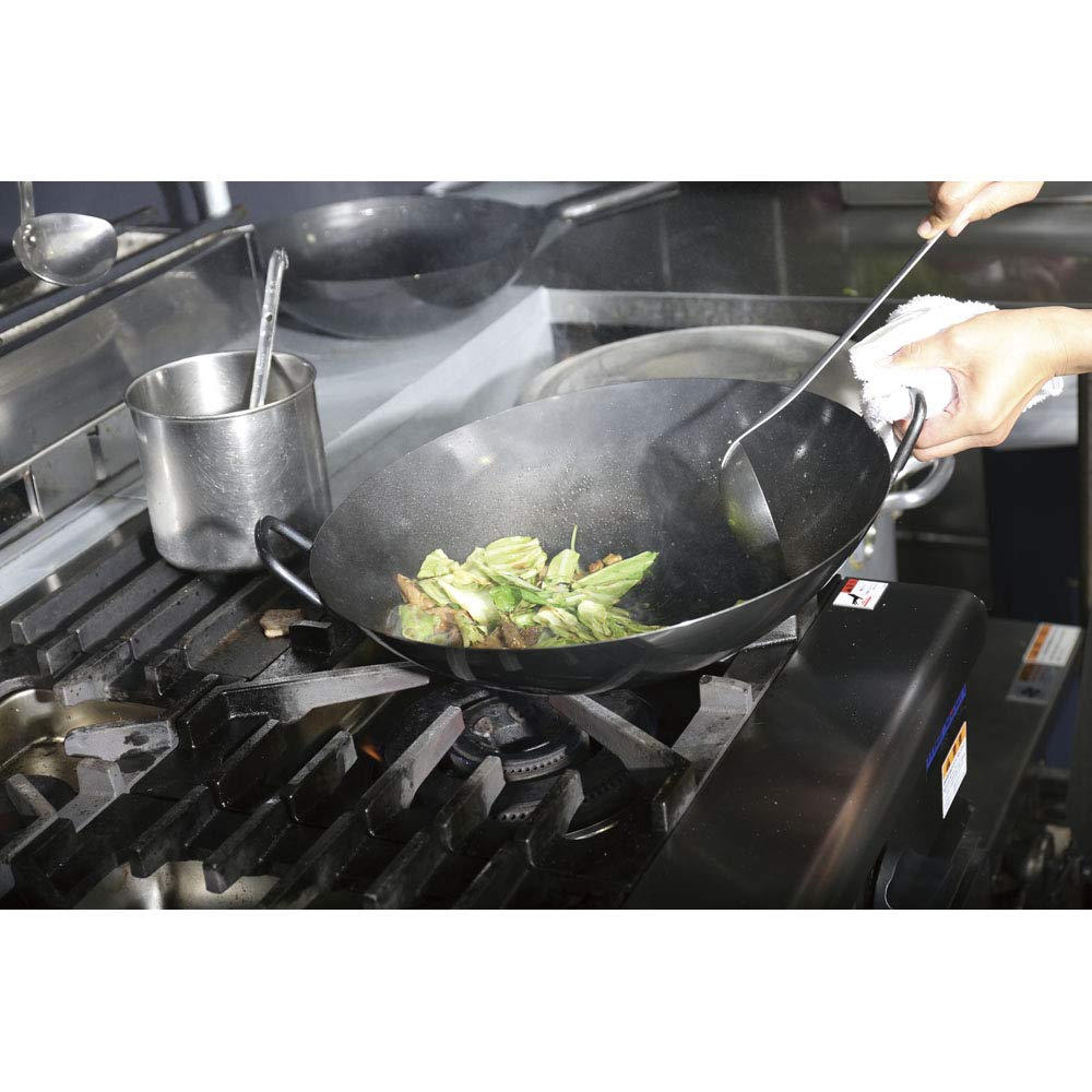 Endo Shoji Iron Wok, 39cm, Commercial Grade, Blue Tempered Steel, Made in Japan, ATYC603