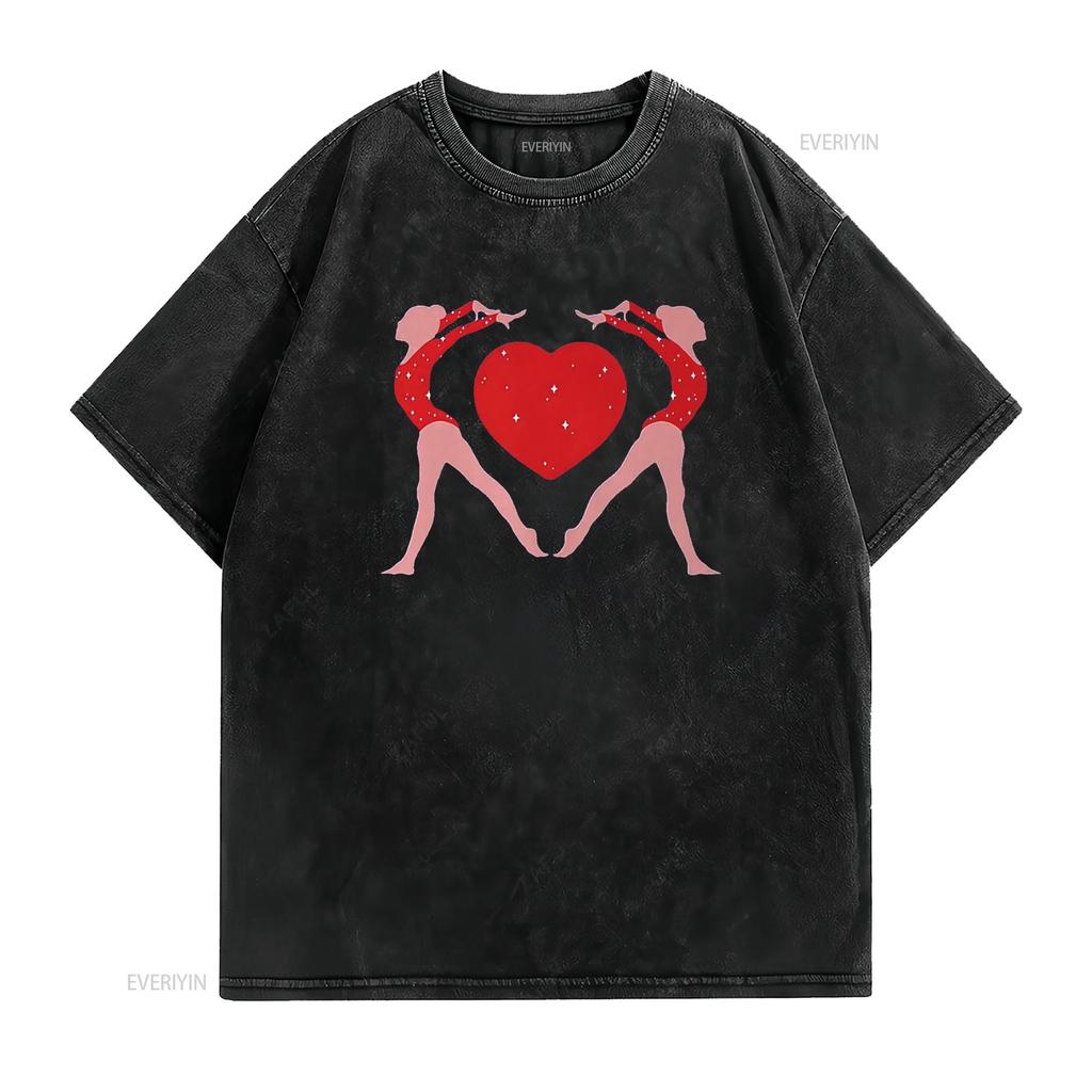 Womens Big Girls Gymnastics Gymnast Heart Love Youth T Shirt Black 2XL vintage Washed Comfortable Slightly designer clothes