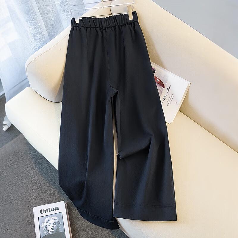 Silbaishe Women's Solid Elastic Waist Straight Leg Pants