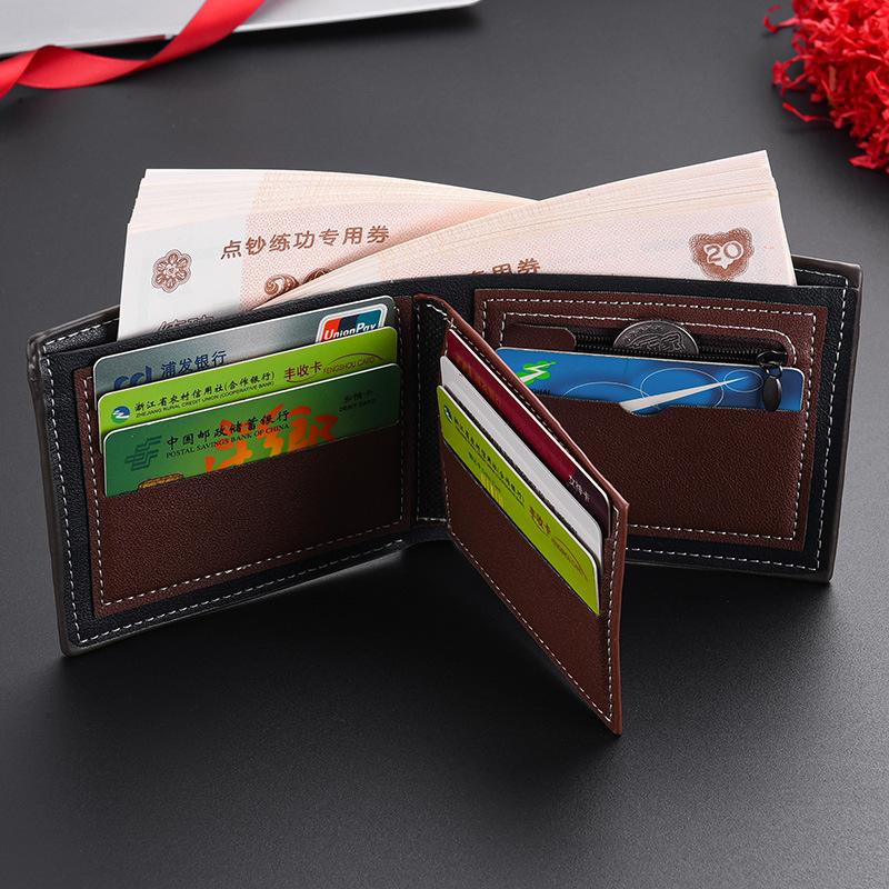 Herren PU-Leder Bifold Geldbörse Schlanker Minimalistischer Kartenhalter Bargeld Münzfach Vintage Business Geldbörse