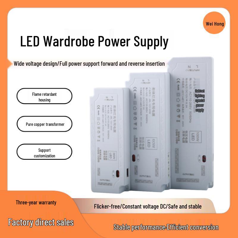 

Ultra-thin Intelligent 60W LED Cabinet Light Driver - Constant Voltage 12V/24V for Wardrobe & Wine Cabinet 24V 24W