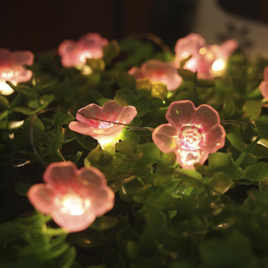 LED Copper Wire Pink Flower String Lights for Outdoor Courtyard Decor - Sakura Peach Blossom Lights with a Girly Touch
