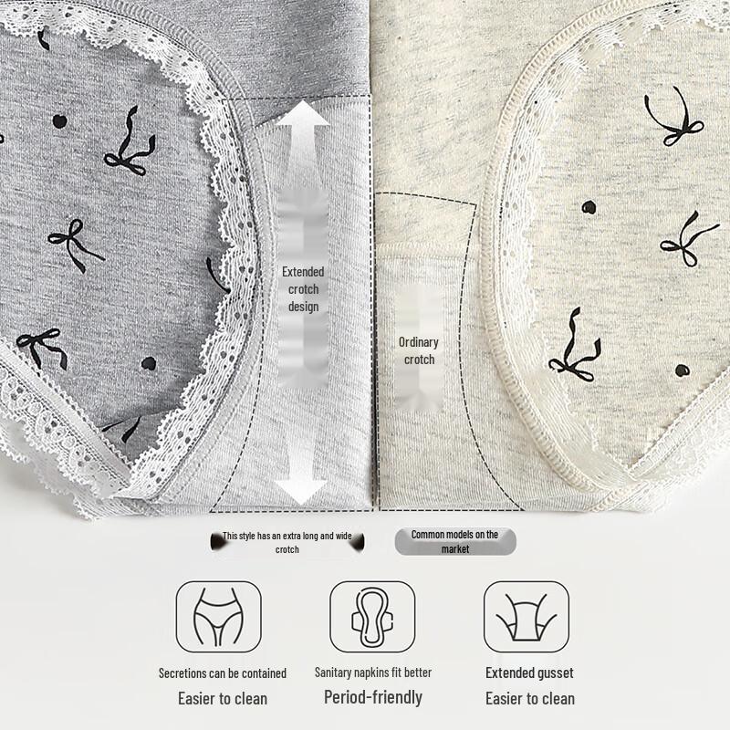 Fenteng Women's 3-Pack Antibacterial Cotton Briefs