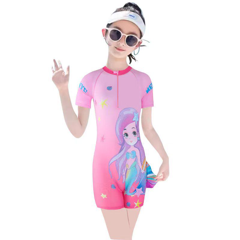 Girls' Summer One-Piece Swimsuit - Professional Hot Spring Swimwear for Kids