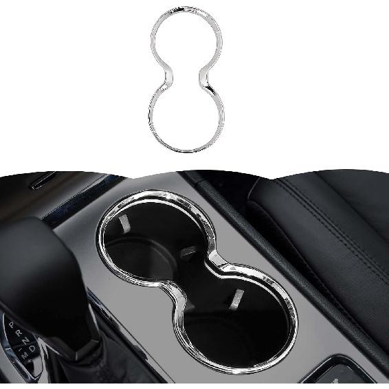 Cup Holder Trim Cover Frame Decorative Interior Accessories for Jeep Grand Cherokee 2011-2021 (Chrome)
