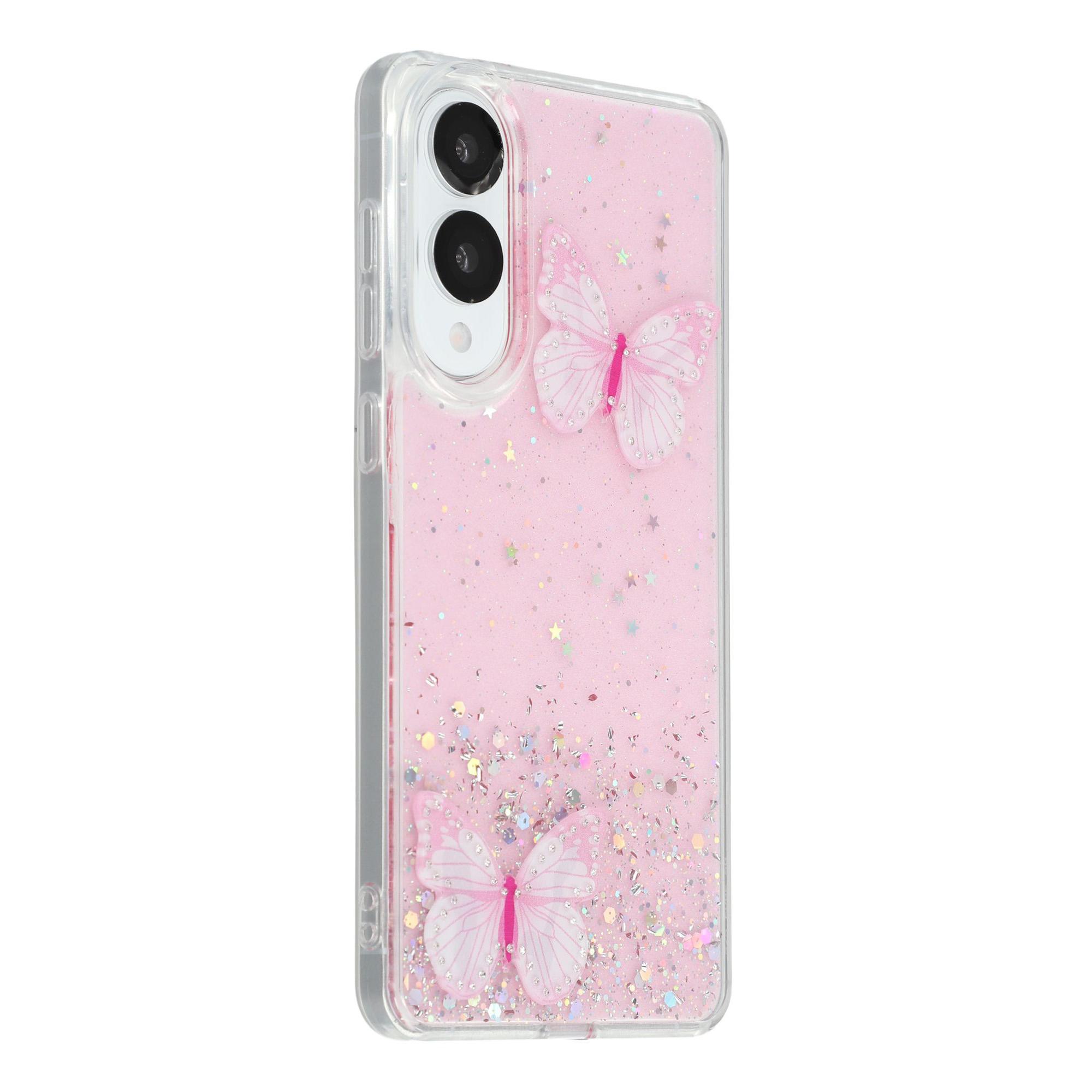 

For Samsung Galaxy S25 Edge Case Epoxy PVC Butterfly TPU Aesthetics Phone Cover Pink
