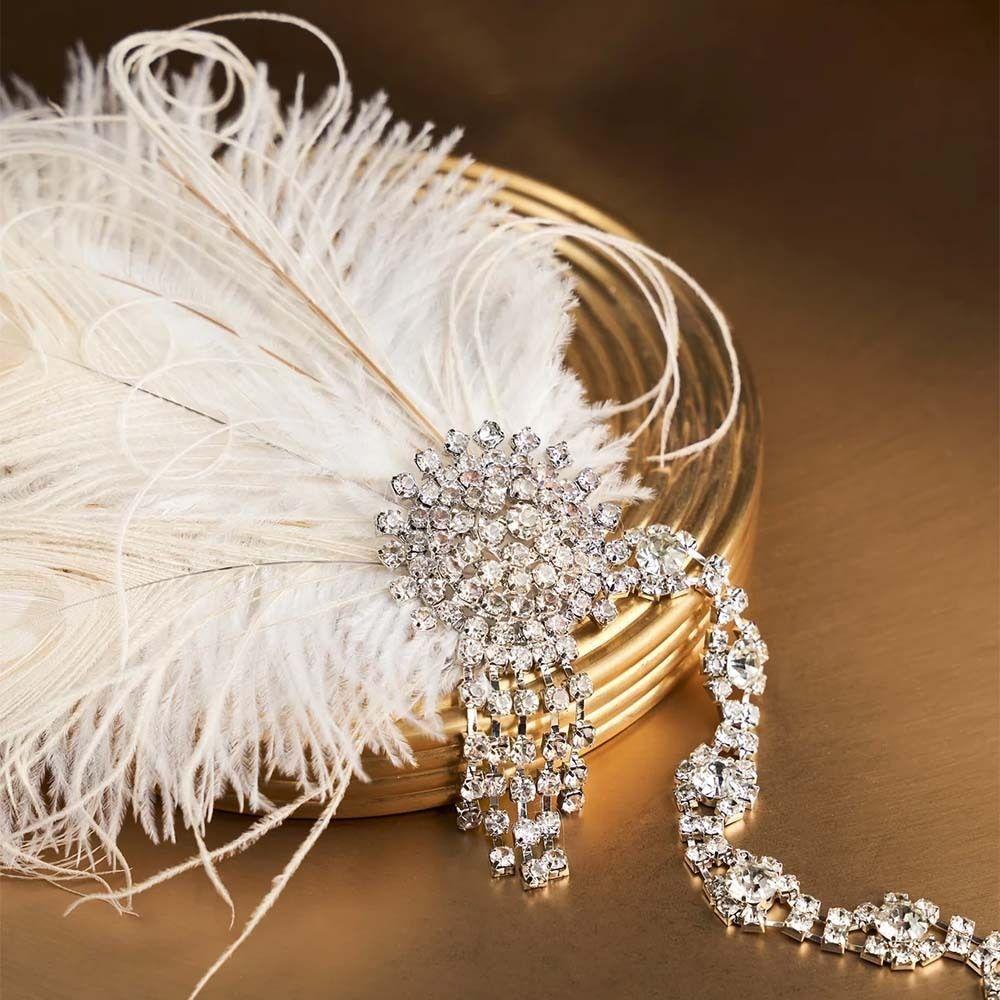 Sequin Feather Headband Vintage Masquerade Hair Band 1920s Hair Accessories  Bridal Headdress