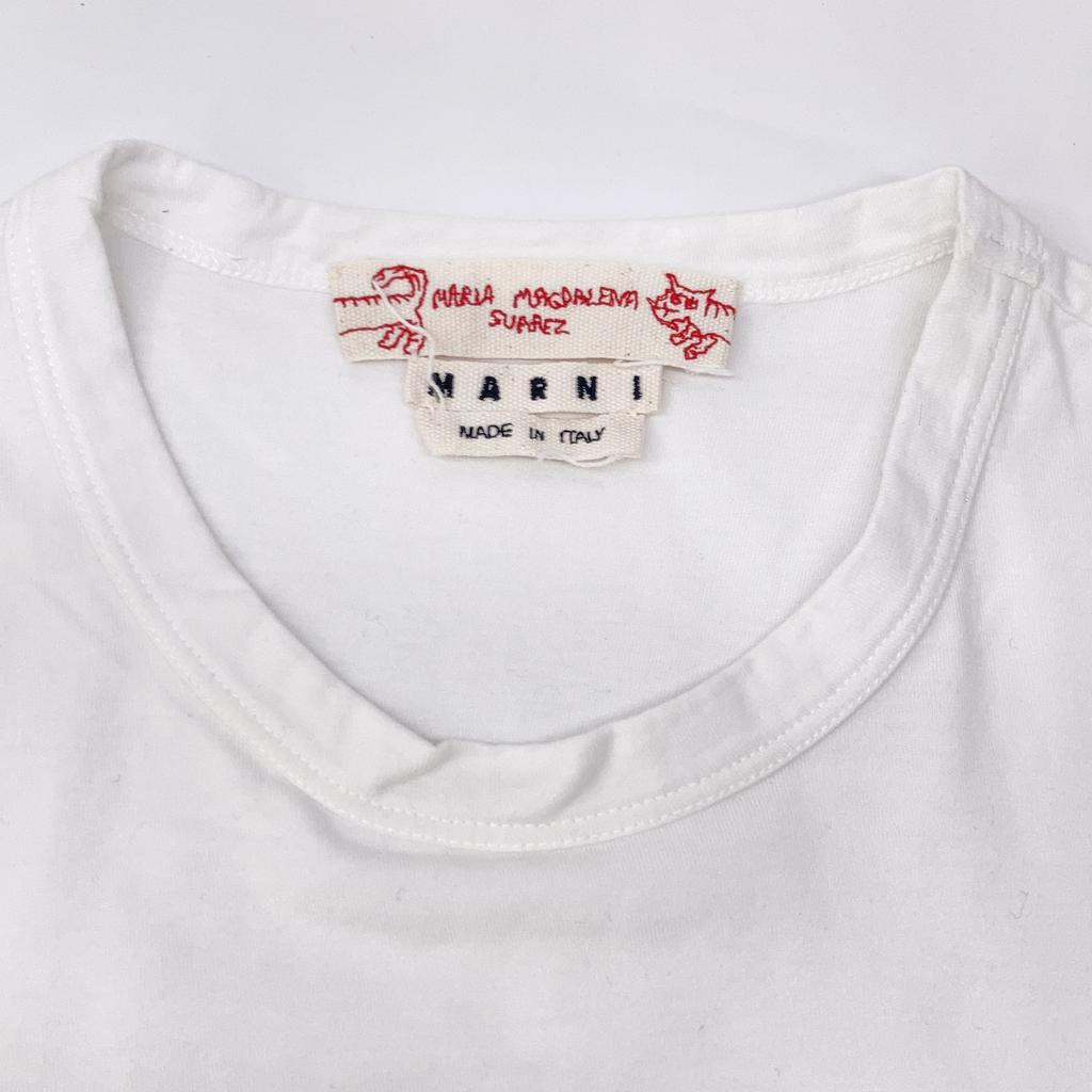 MARNI [xMARIA MAGDALENA SUAREZ] M05GC0139 18Stainless Steel White Print T-Shirt tops 48 whiteUsed