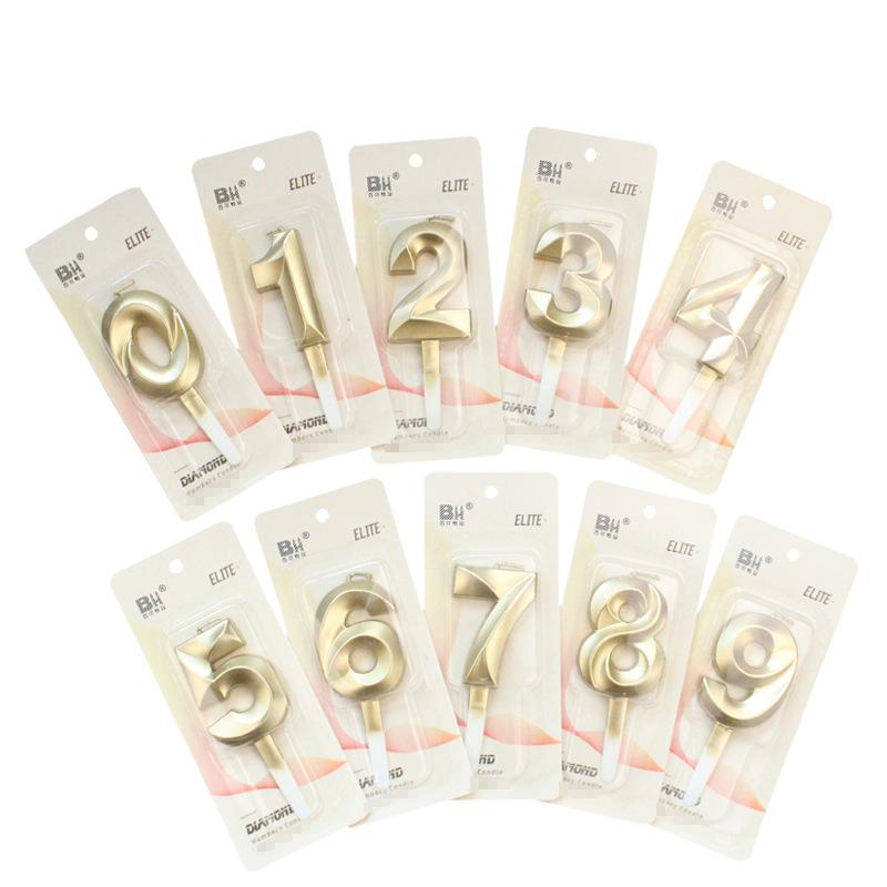 New Creative Birthday Cake Party Birthday Decoration Three-dimensional Golden Diamond Large Number Candle