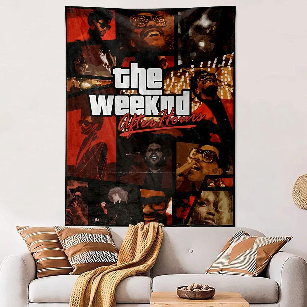 The Weeknd Music Tapestry Wall Hanging, Pop Star Album Art, Retro Music Wall Decor for Bedroom Dorm