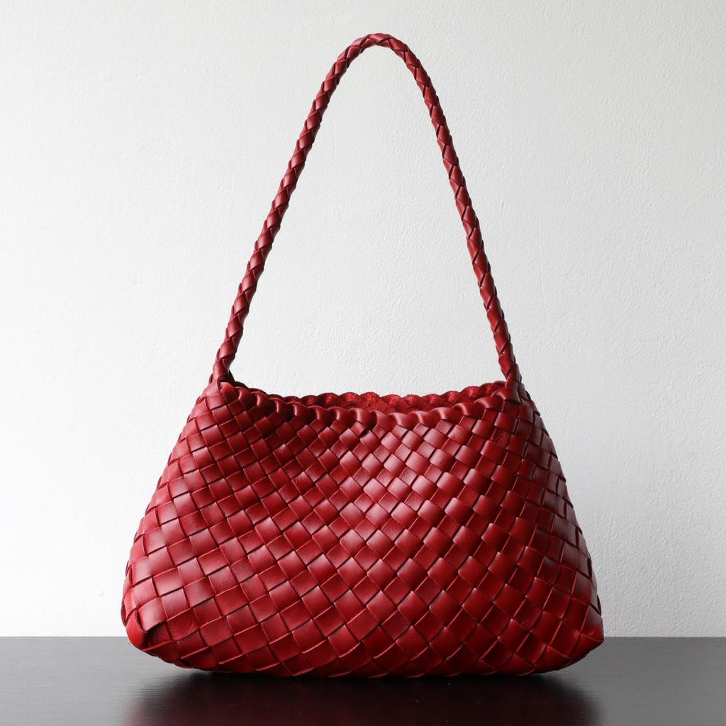 Borsa in Maglia Fatta a Mano Xiaomin Lusso Leggero Pelle di Mucca Strato Superiore Stile Retrò Pelle Conciata al Vegetale Vera Pelle Portatile Sotto Braccio