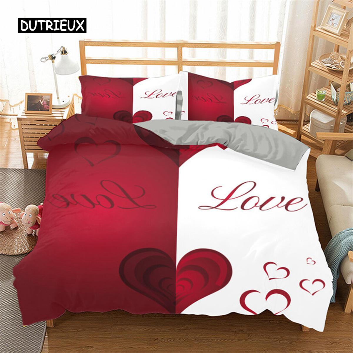 

3D Pattern Love Heart Comforter Cover Microfiber Dreamy Love Affection Theme Bed Ensemble King Dimension Full Kids-oriented Teen Valentines Day Room EU single(135x200cm)
