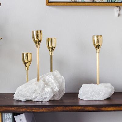 Natural Crystal Ore Candlestick: Romantic Dining Table Ornament for Home or Restaurant
