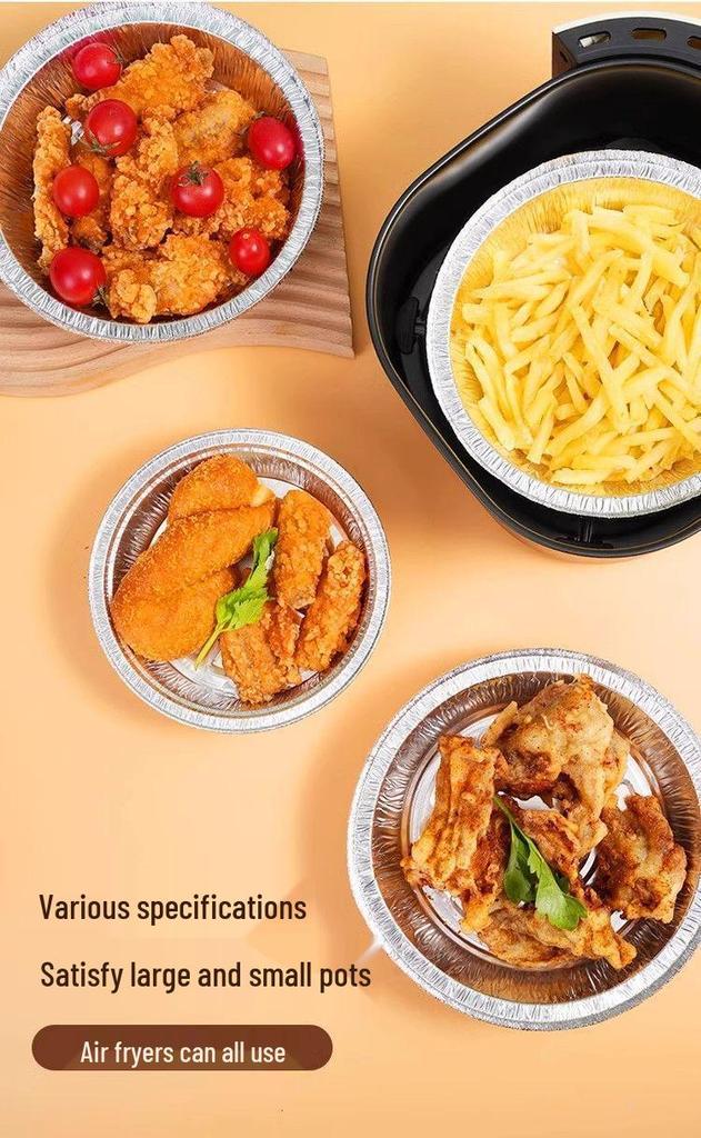 Thickened Tin Foil Pan Air Fryer: High-Temperature Resistant, Food-Grade Baking Pan, Oil Paper, Oven Safe, Die-Cast Design