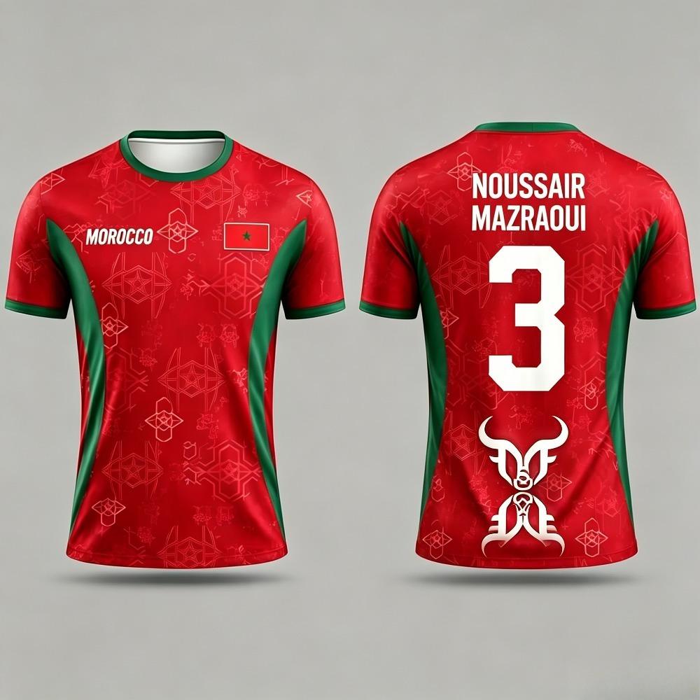 Summer Morocco Flag Print Jersey 3D Printed T-shirtBreathable Quick Dry Fashion Streetwear Sports Sleeve Men's Tee Shirt