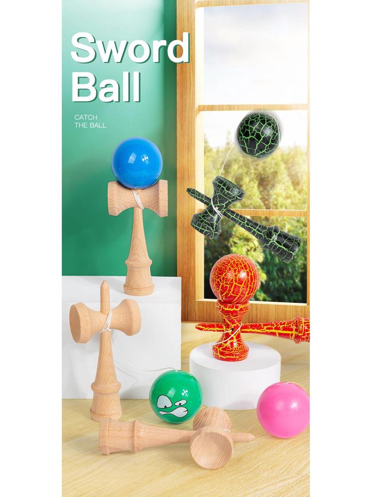 Kendama Wooden Skill Ball Educational Toy for Early Learning and Parent-Child Play