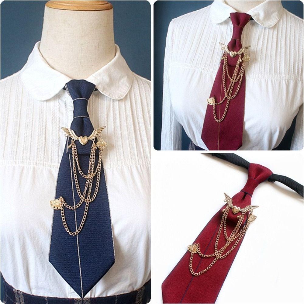 No Tie Needed Chain Neck Accessory Preppy Style Uniform Collar Clip JK Collar Pin Student Daily