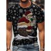 Christmas 3D Santa Claus Print T Shirt for Men Casual Short Sleeve Tee Shirts Fashion O-Neck Top New Year Gift Oversized T-Shirt