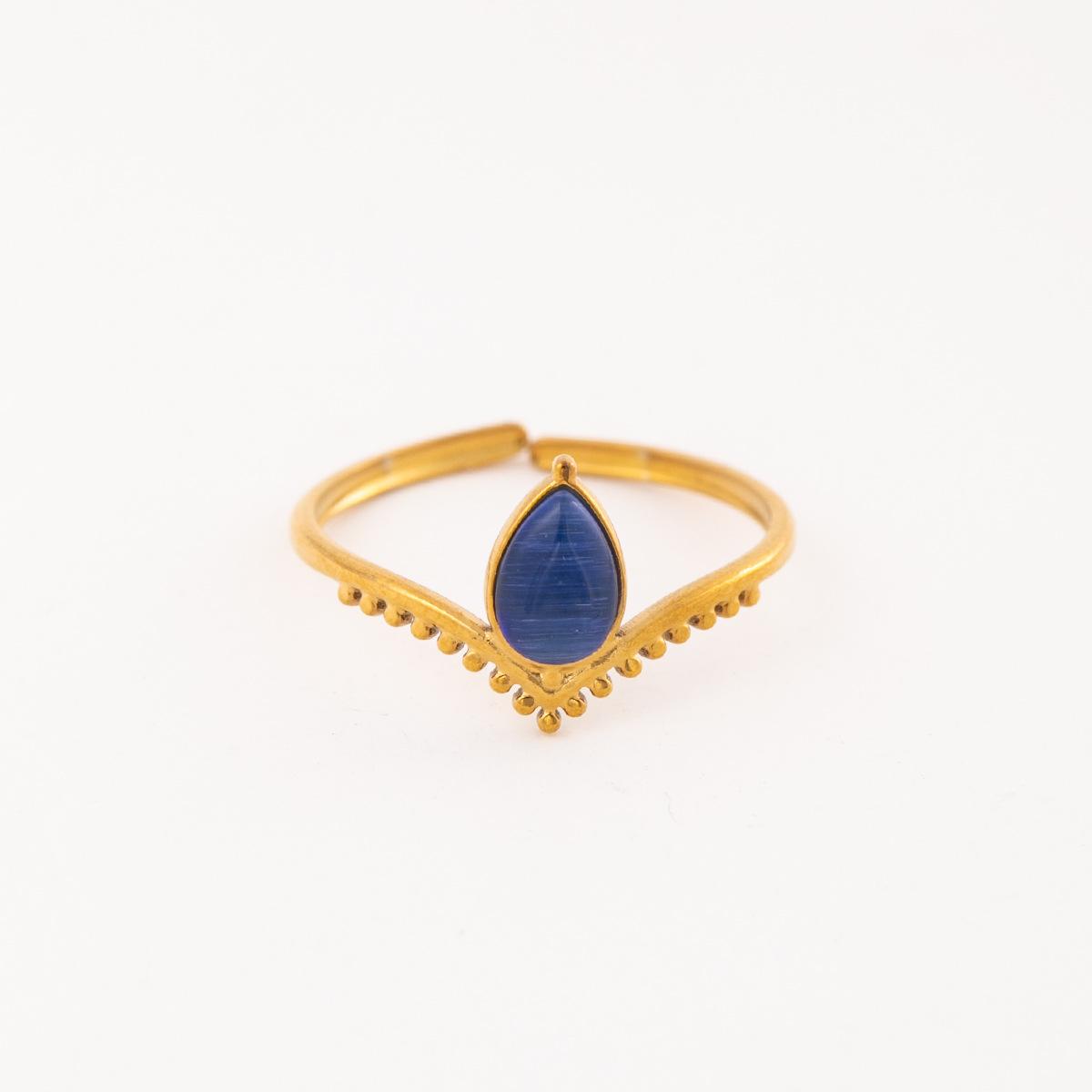 Waterdrop-shaped stainless steel ring, vintage style women s ring, simple ring