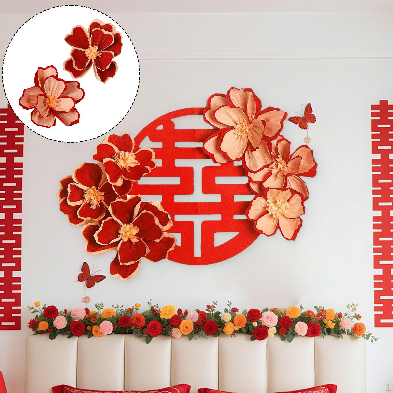 2x Tissue Paper Flowers Wedding Decoration Versatile 3D Crepe Wall Decor for Party