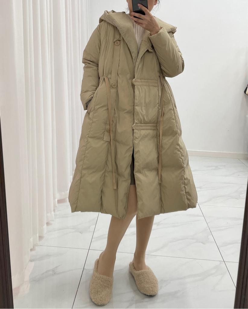 Autumn and winter new down jackets women's medium and long over-knee high-end white duck down loose single-breasted temperament jacket