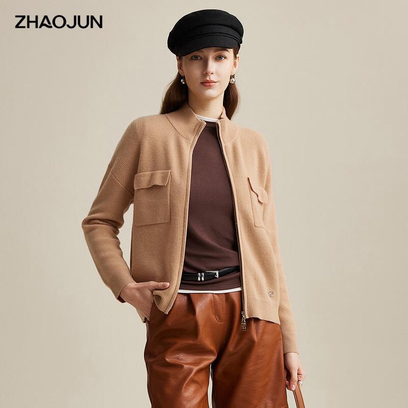 Zhaojun Women s Autumn/Winter Stand Collar Full-Zip Thick Wool Cardigan XL