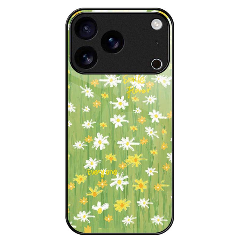 For iPhone 17 Pro Case PC TPU Tempered Glass Pattern Printing Phone Back Cover