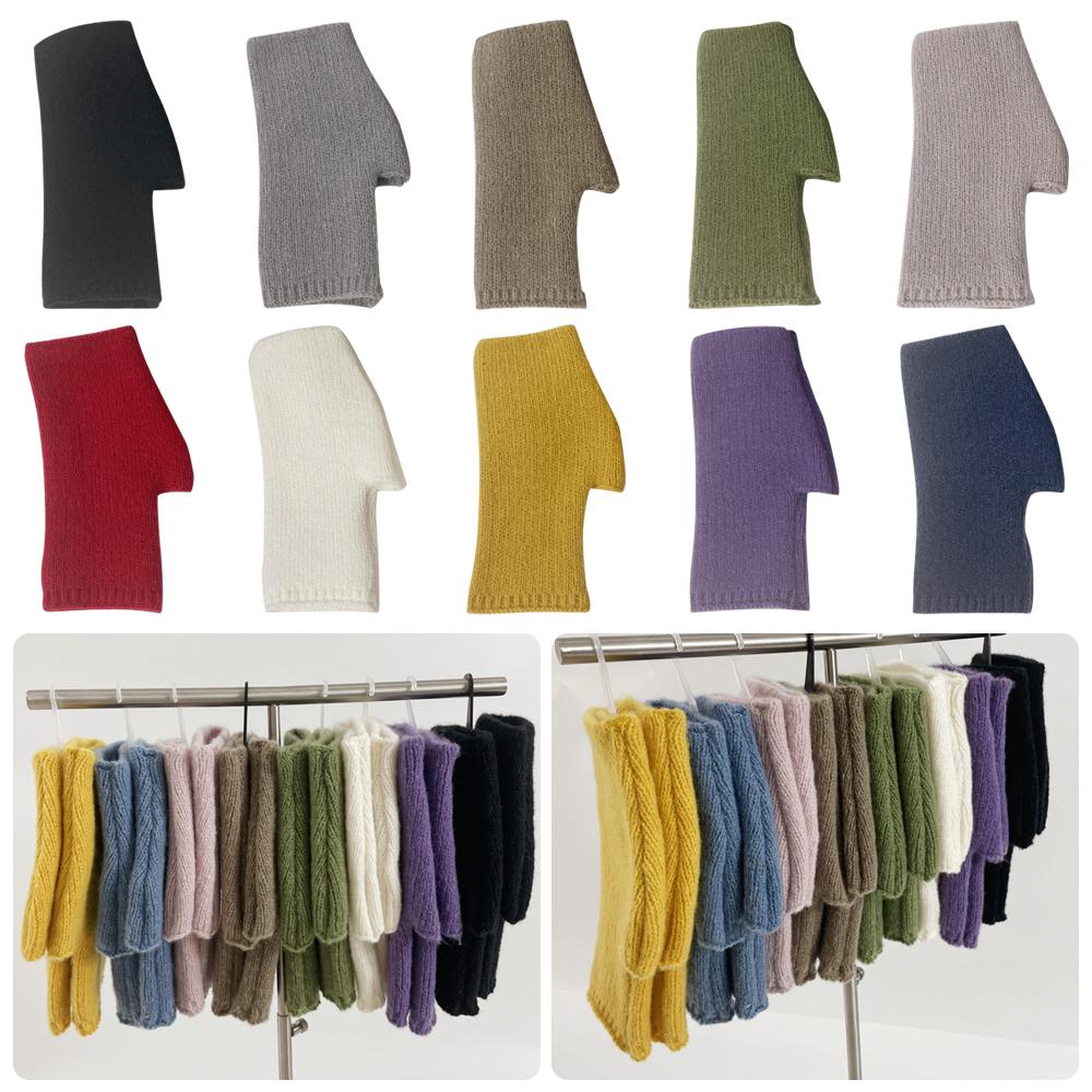 Exposed Finger Cashmere Gloves Thick Knitted Gloves Protable Half Finger Mittens  Women Girl