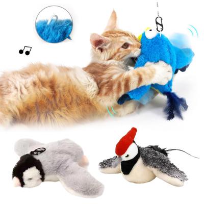 Flapping Bird Cat Toy Rechargeable Flapping Sparrow with Chirping Sounds Catnip Interactive Plush Bird Toy