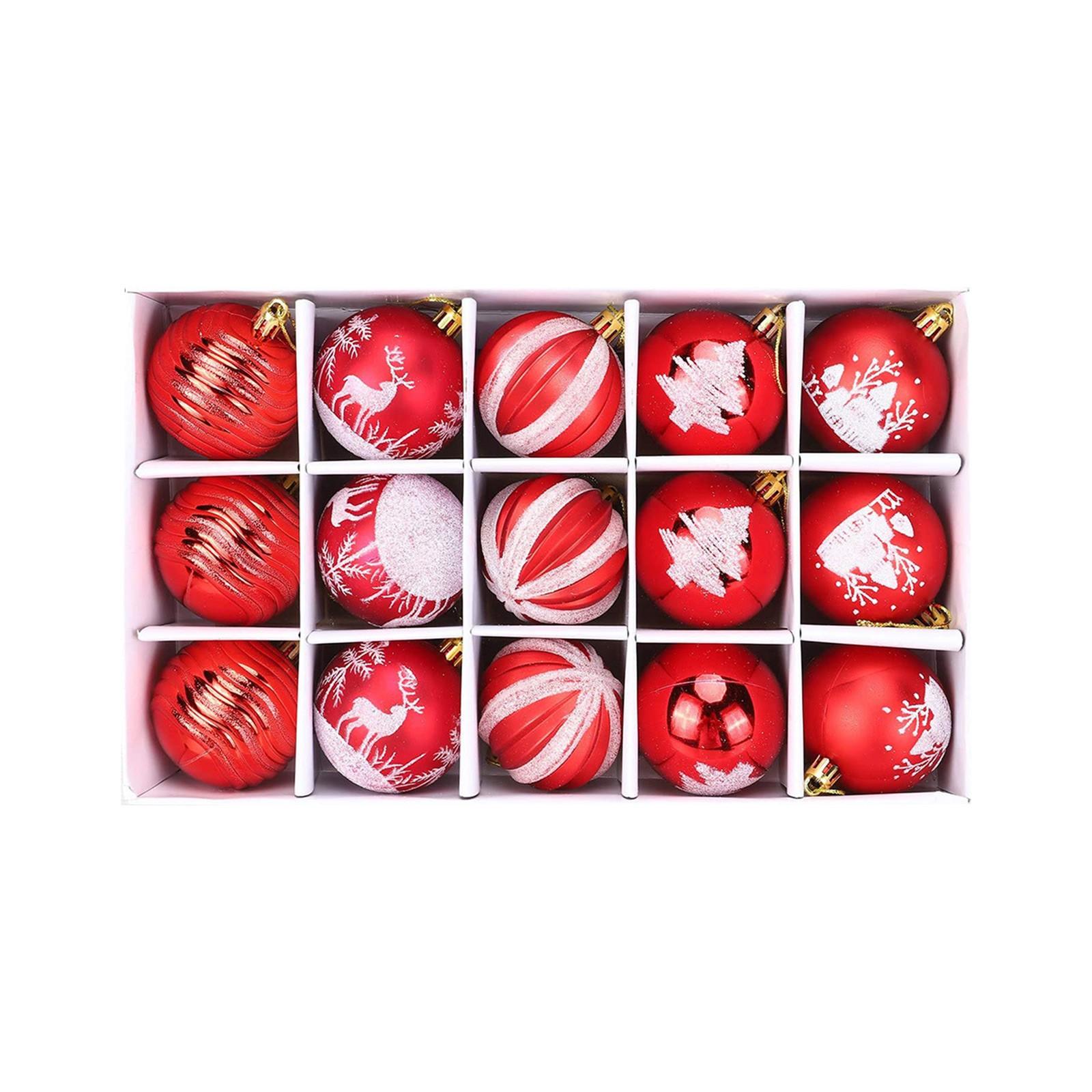 

15 Christmas Balls Christmas Tree Decoration Ornaments For Christmas Tree Holiday Wreath Garland Decoration Ornaments, Red And Gold, 6cm One Size