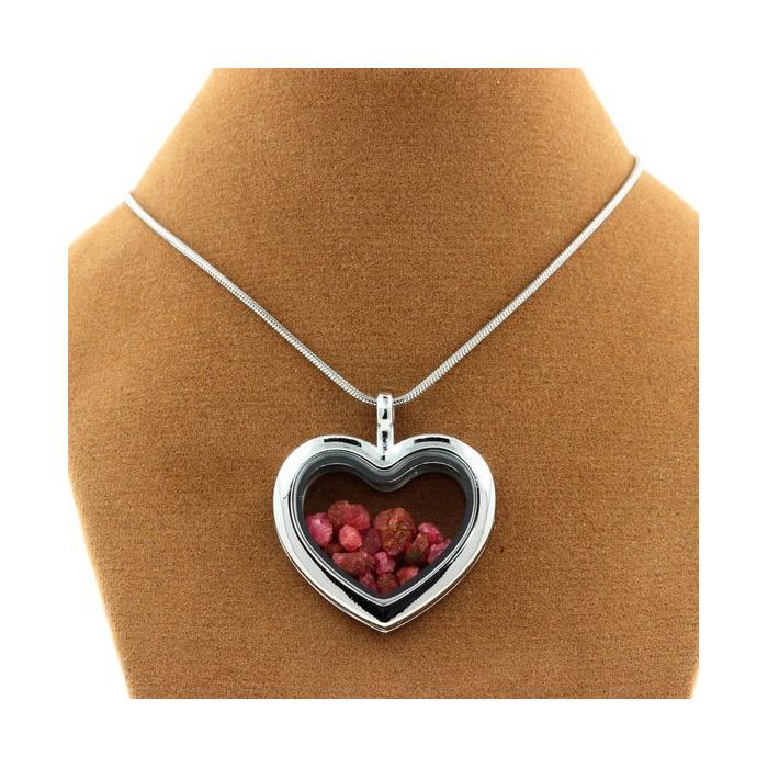 Pierres et Minéraux. Collier Spinelle brut. Modèle coeur.