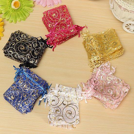 100Pcs Organza Gift Bags Jewellery Christmas Wedding Party Packing Pouches