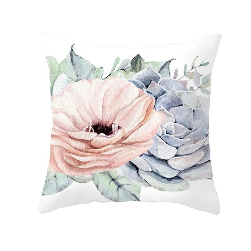 Exotic Plants And Floral Pattern Double-Sided Printed Pillow Cover Short Plush Suitable Living Room Bedrooms Throw Cushion Cover