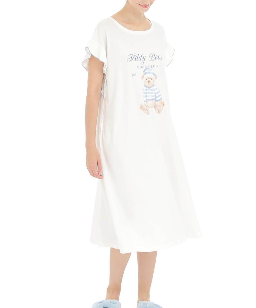 Narue Silk Jersey Print Teddy Bear Sizes Women's Nightgown, White, M-L
